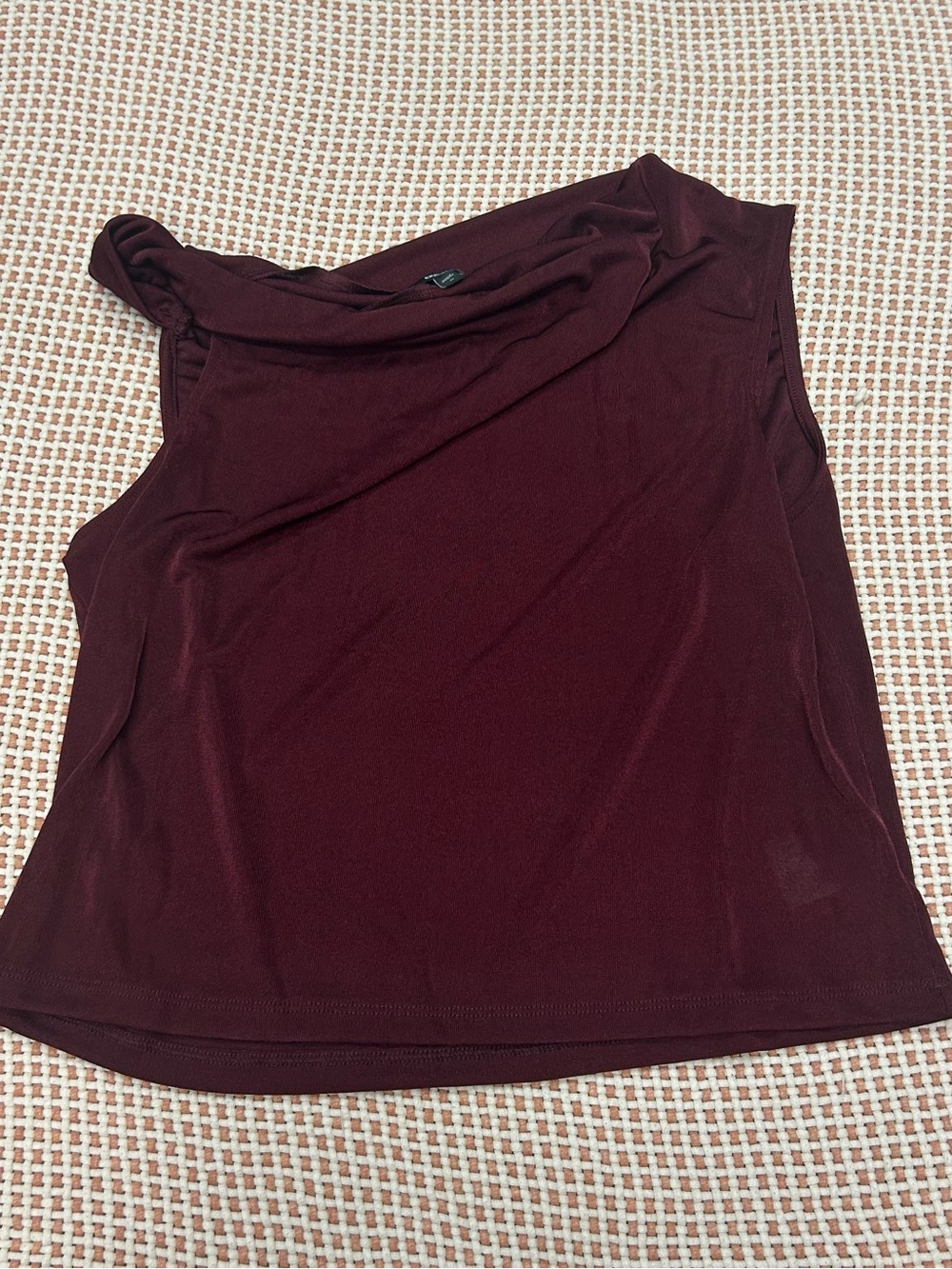 NWT Express Womens Sleeveless One-Shoulder Top - Burgundy - Size XL
